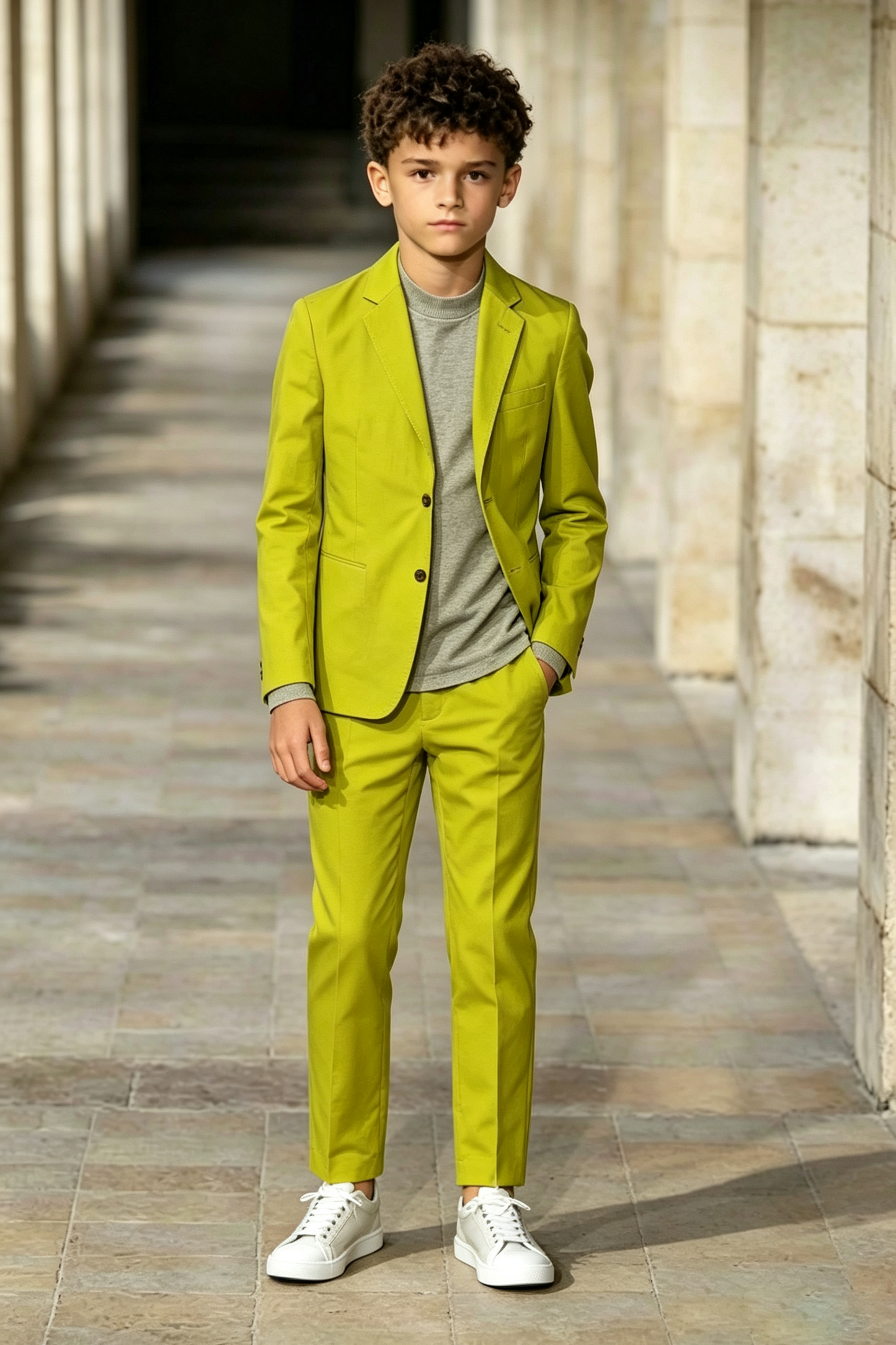 Grass Green Twill-Blend Single Breasted 2-Piece Suit