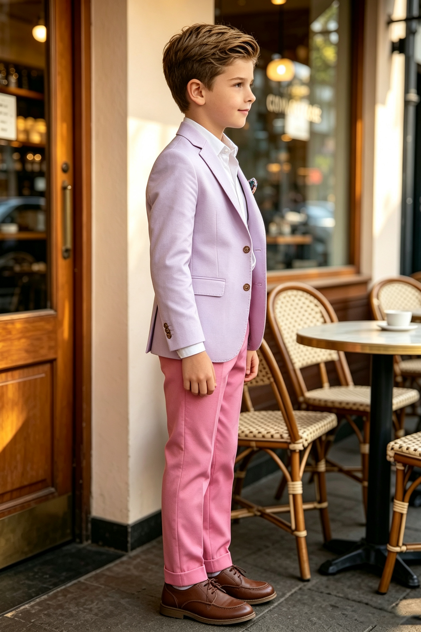 Lavender & Rose Pink Cotton Linen-Blend Single Breasted Blazer 2-Piece Suit