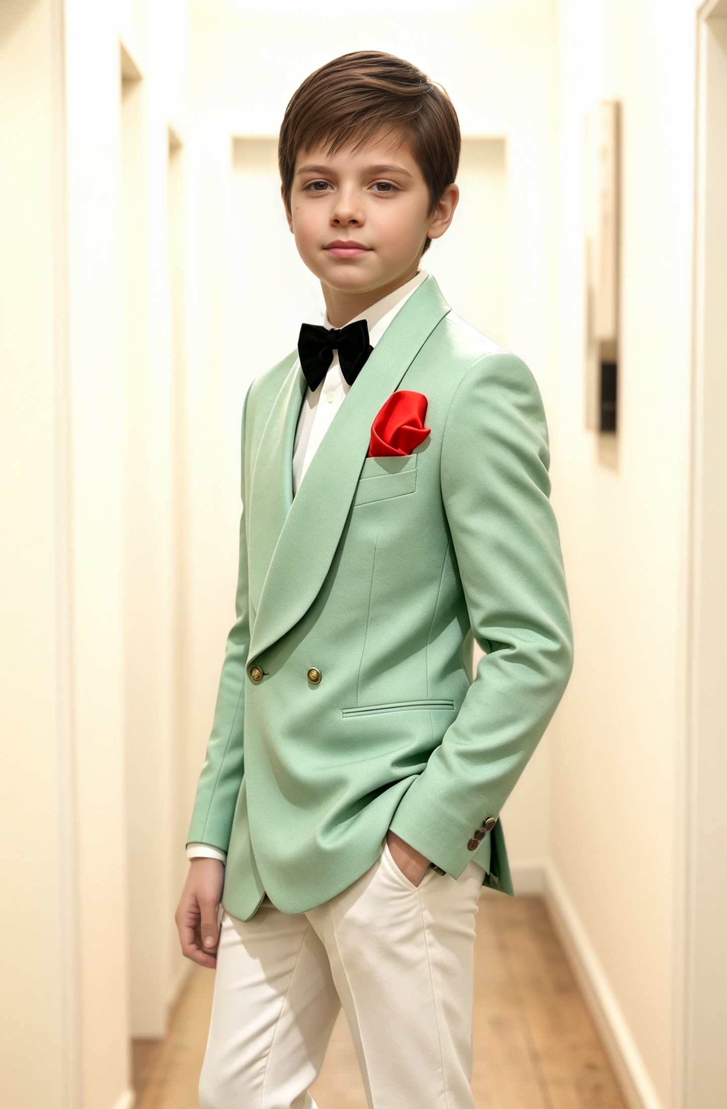 Mint Green Serge Blend Shawl Lapel Double Breasted Formal Tuxedo Blazer