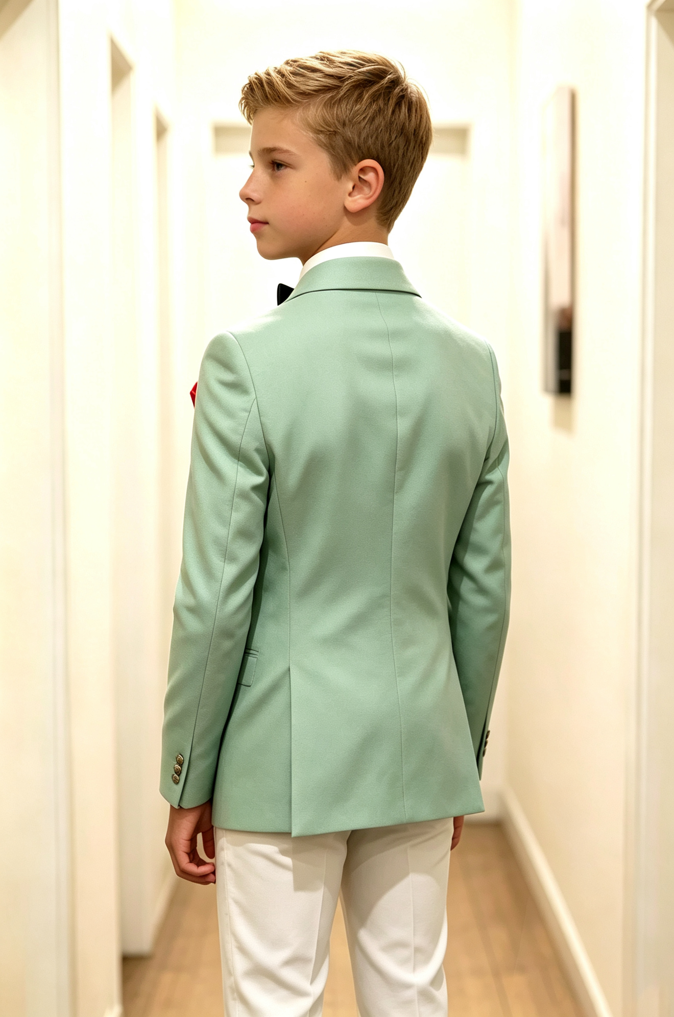 Mint Green Serge Blend Shawl Lapel Double Breasted Formal Tuxedo Blazer