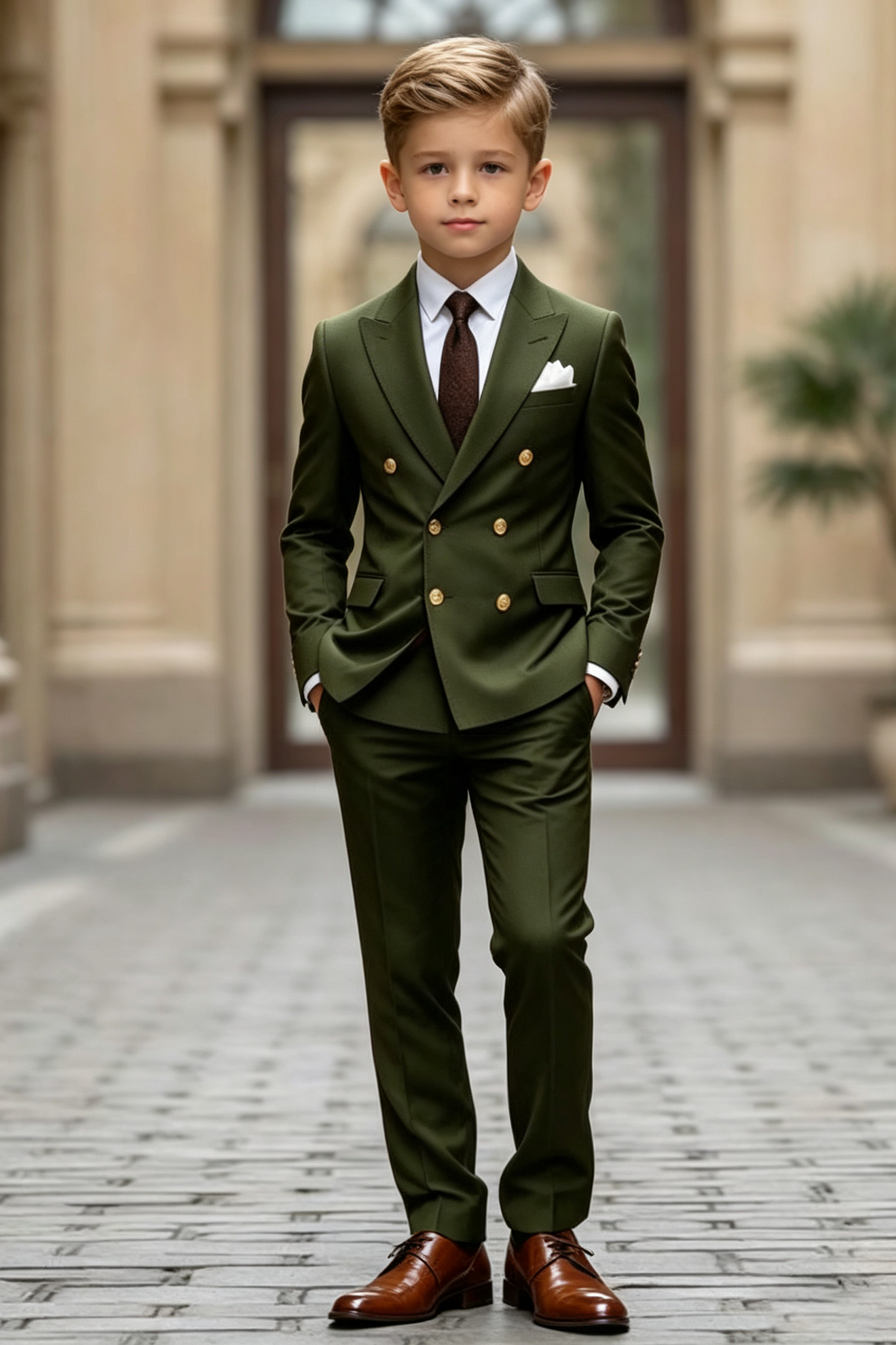 Deep Forest Green Twill-Blend Double Breasted 2-Piece Suit