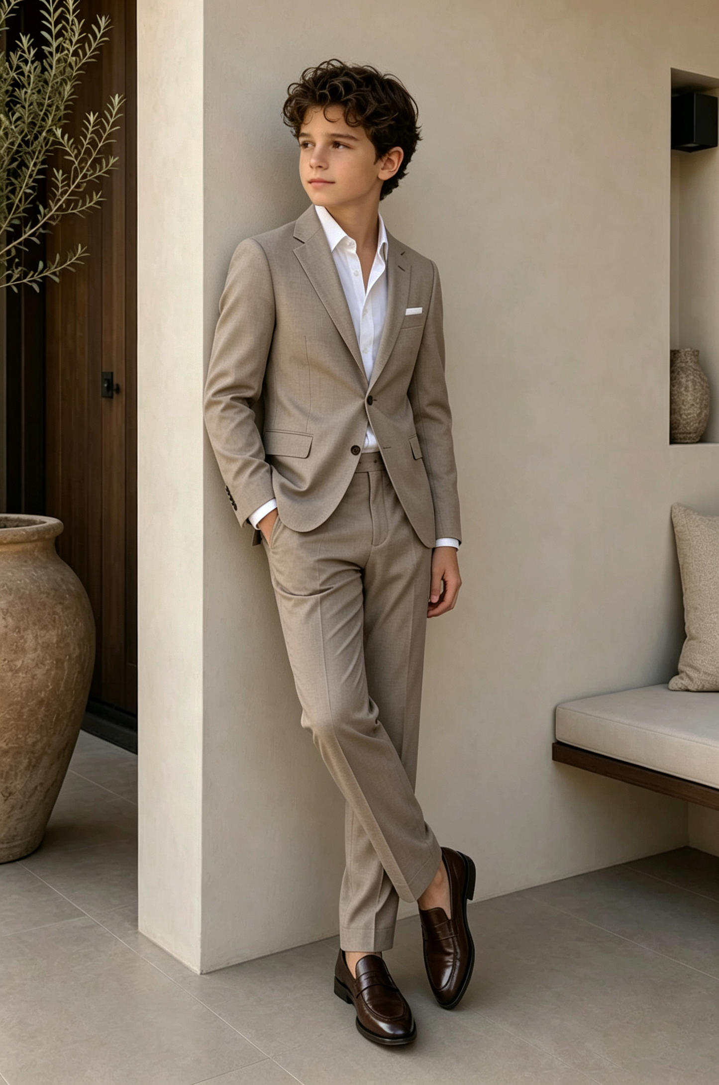 Oat Grey Cotton Linen Blend Single Breasted 2-Piece Suit
