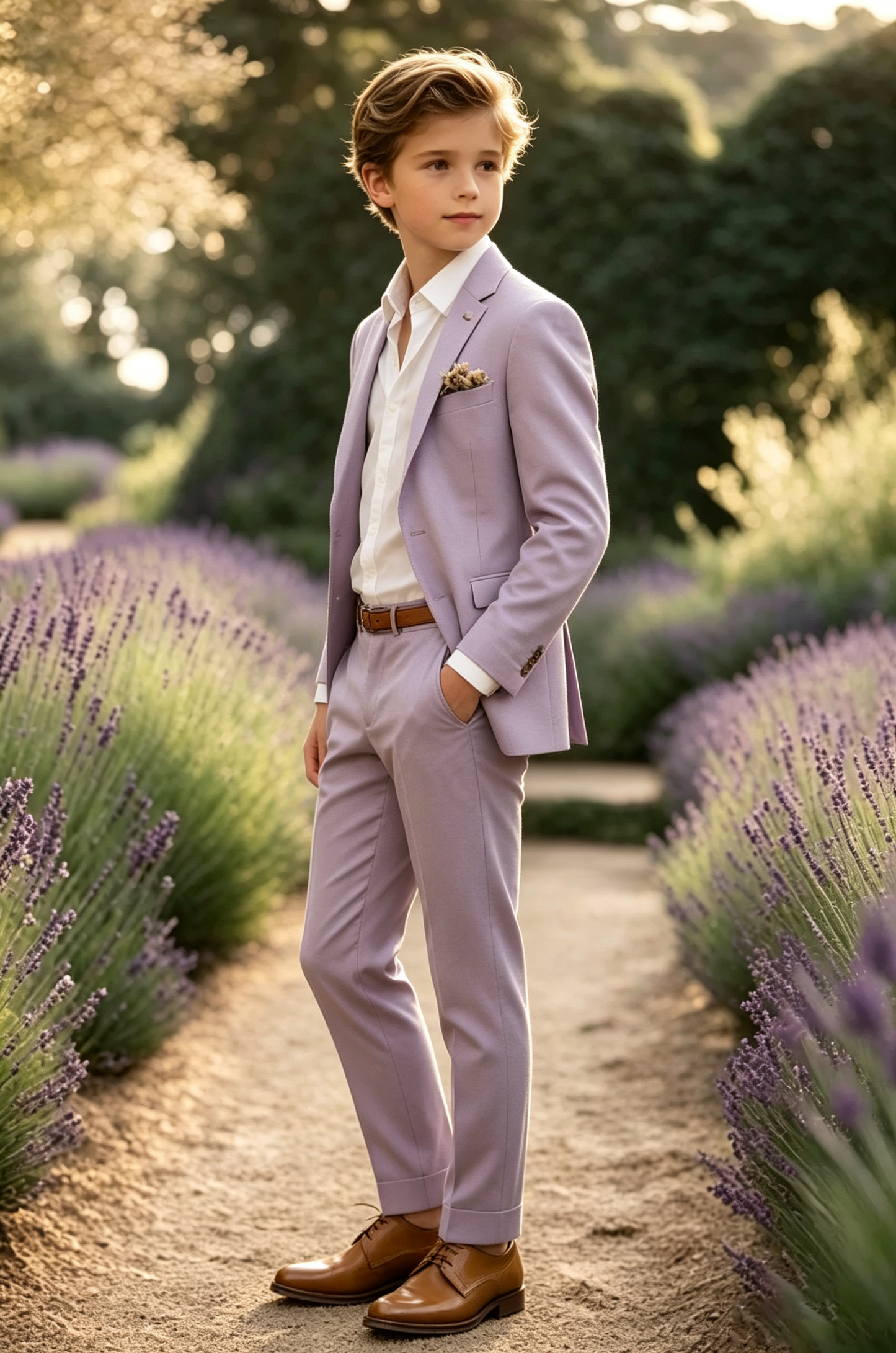 Lavender Cotton Linen Blend Single Breasted 2-Piece Suit