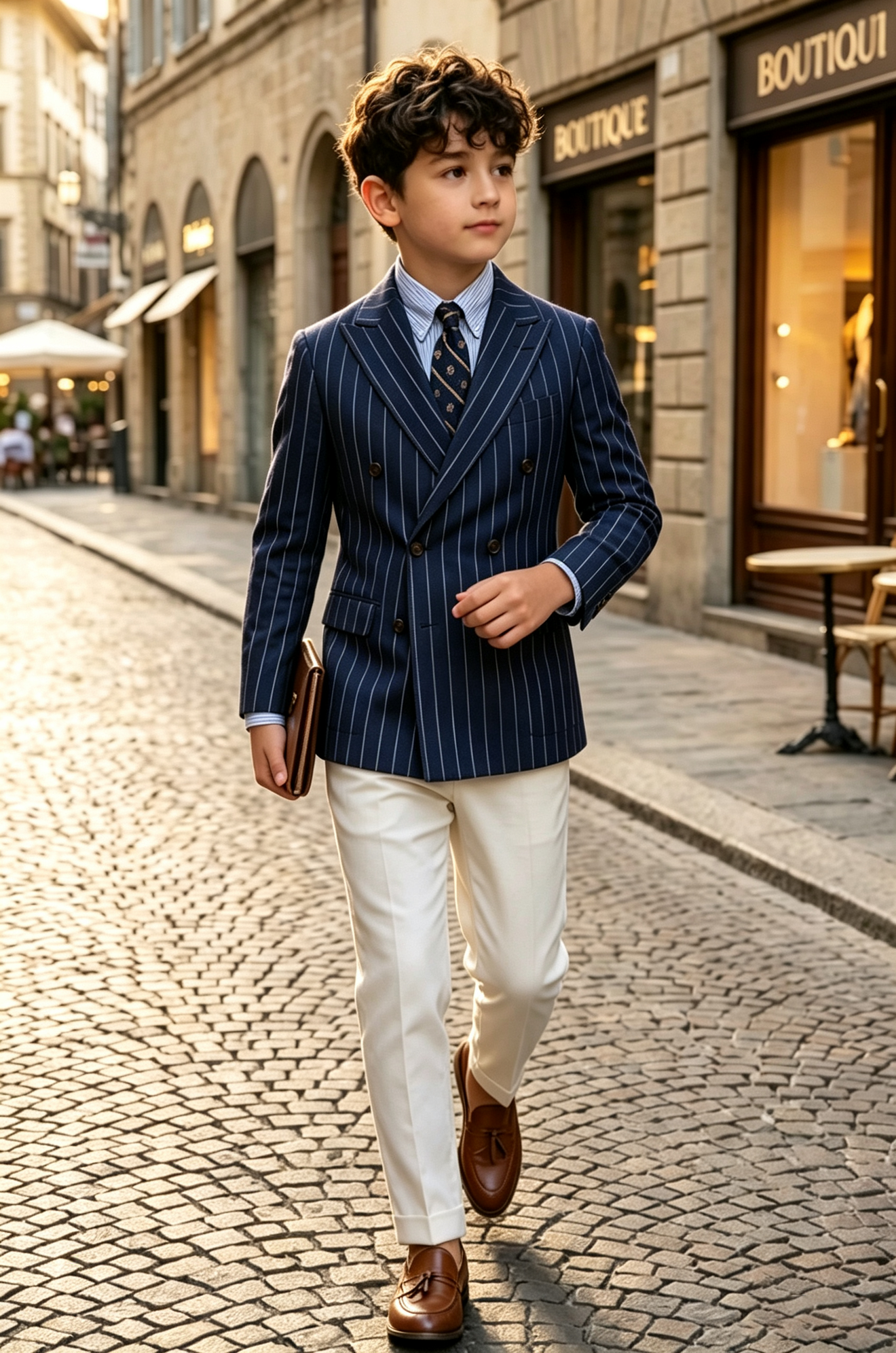 Deep Navy Pinstripe Twill Blend Double Breasted 2-Piece Suit