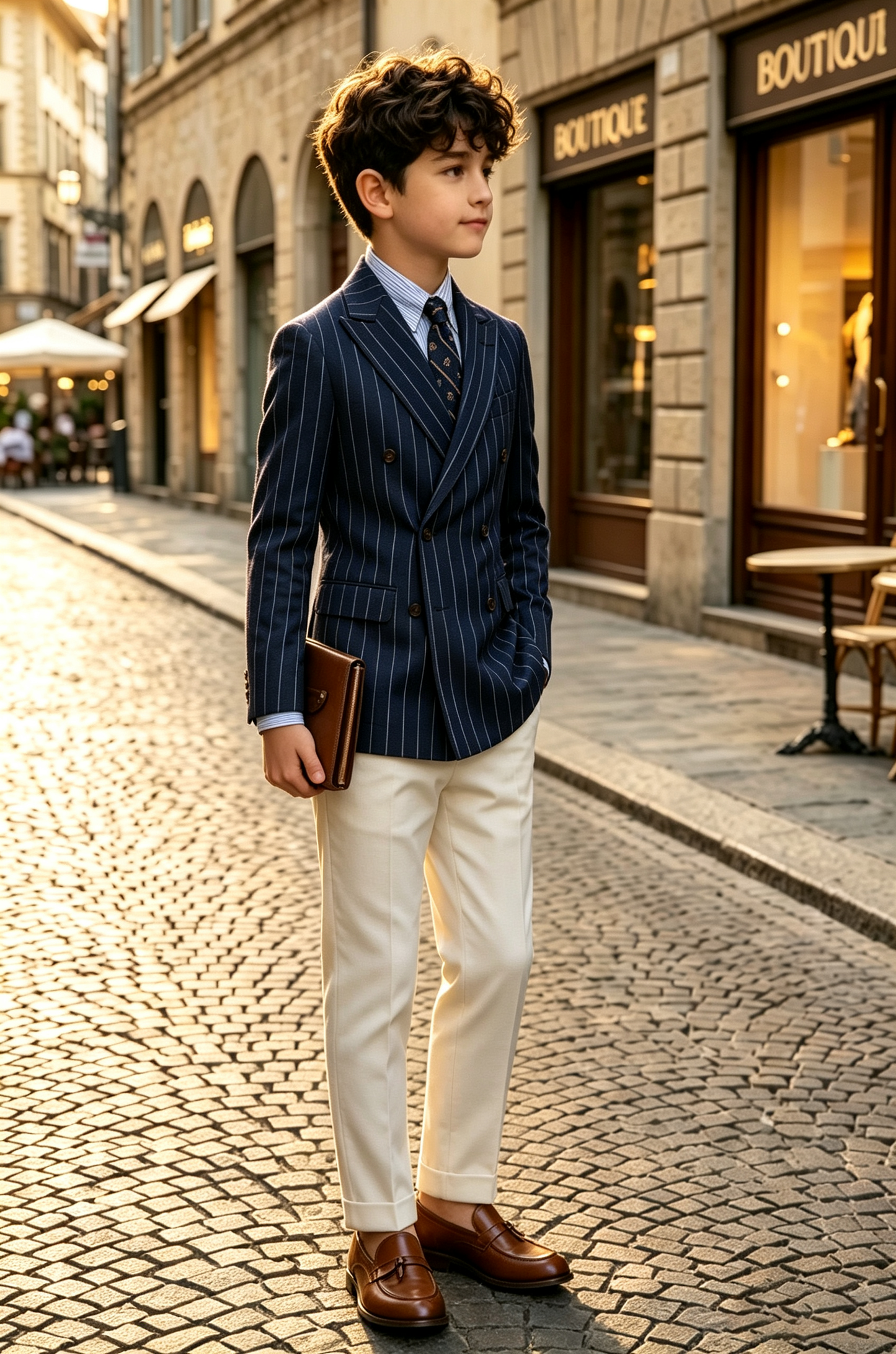Deep Navy Pinstripe Twill Blend Double Breasted 2-Piece Suit