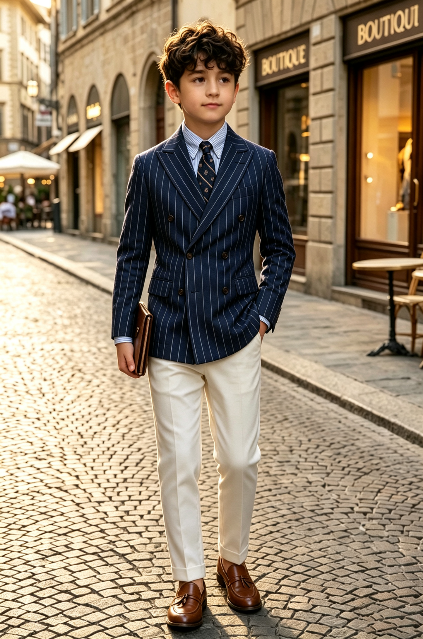 Deep Navy Pinstripe Twill Blend Double Breasted 2-Piece Suit
