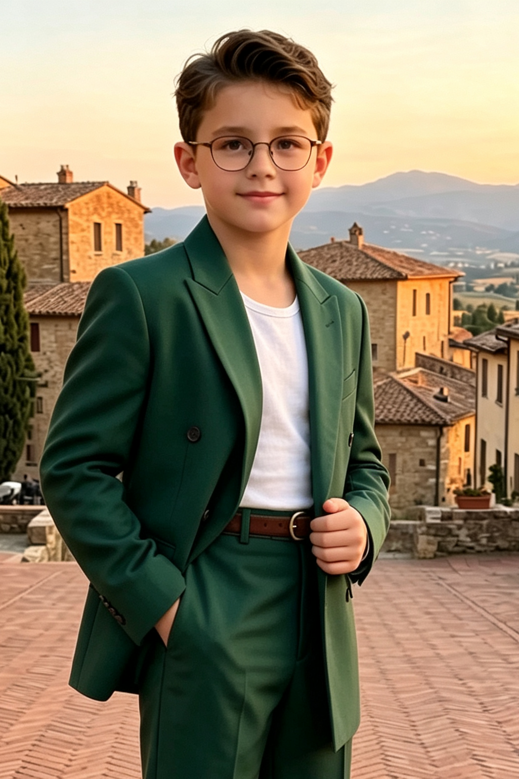 Deep Forest Green Twill Blend Double Breasted 2-Piece Suit