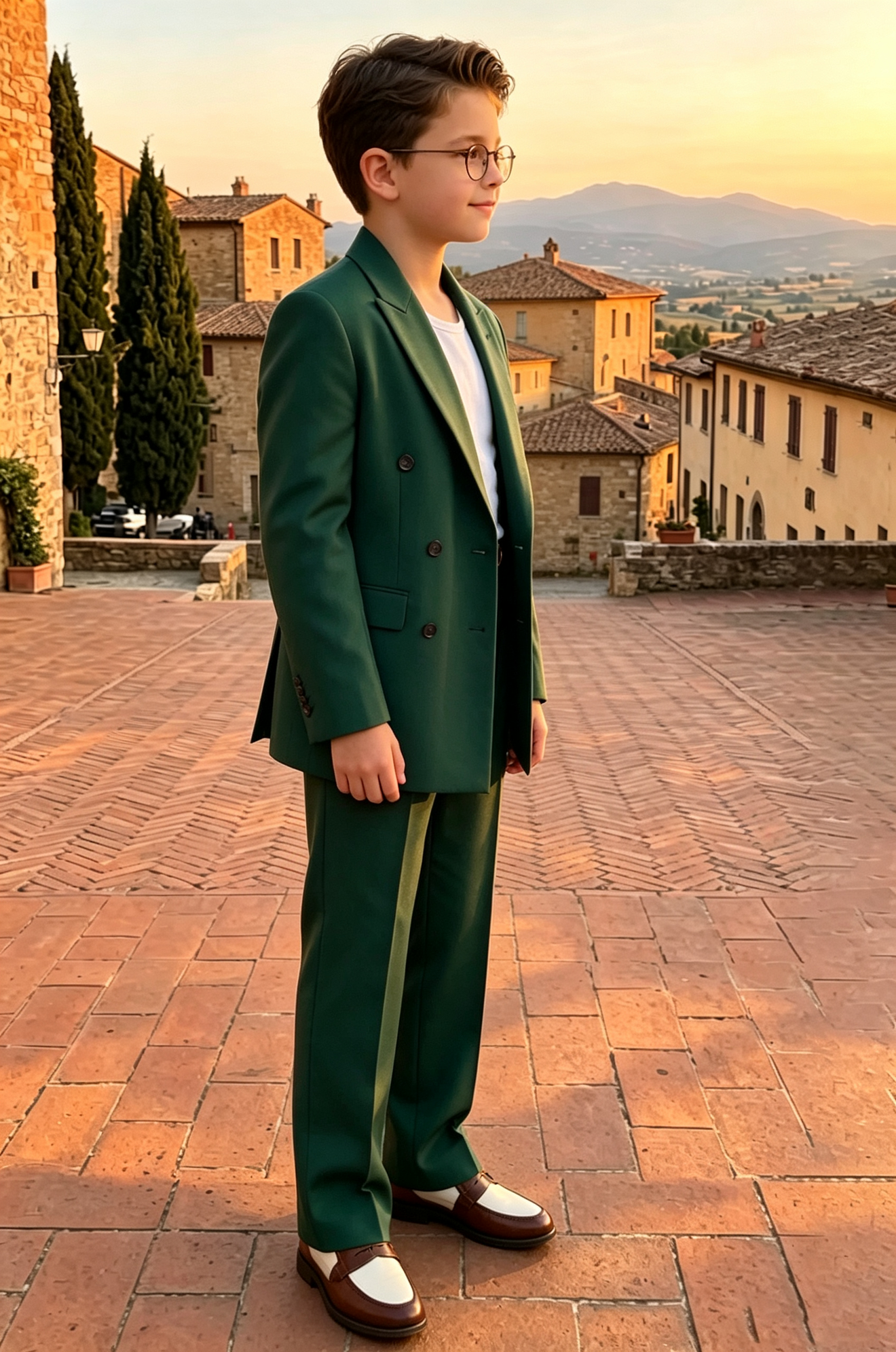 Deep Forest Green Twill Blend Double Breasted 2-Piece Suit