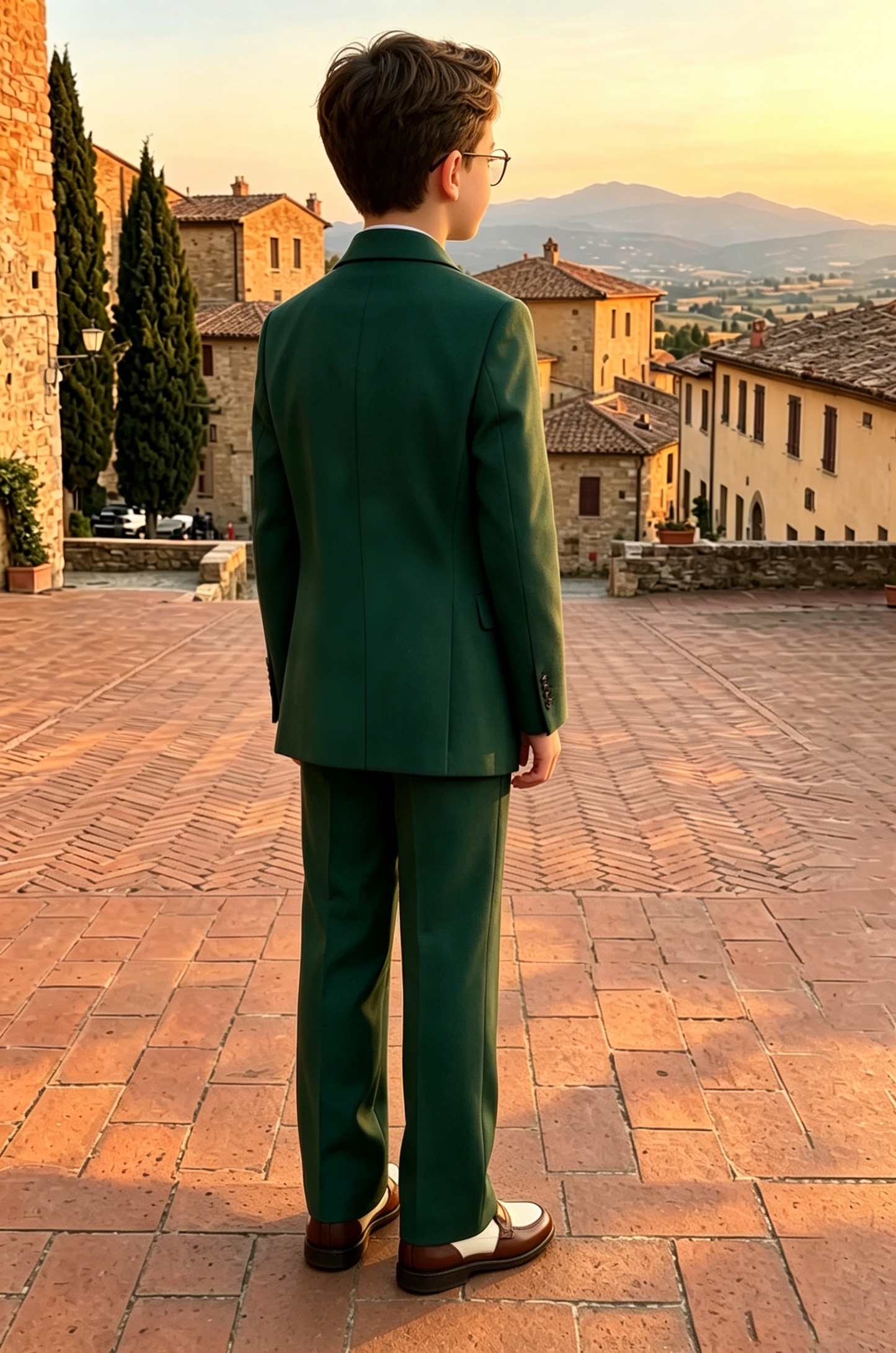 Deep Forest Green Twill Blend Double Breasted 2-Piece Suit