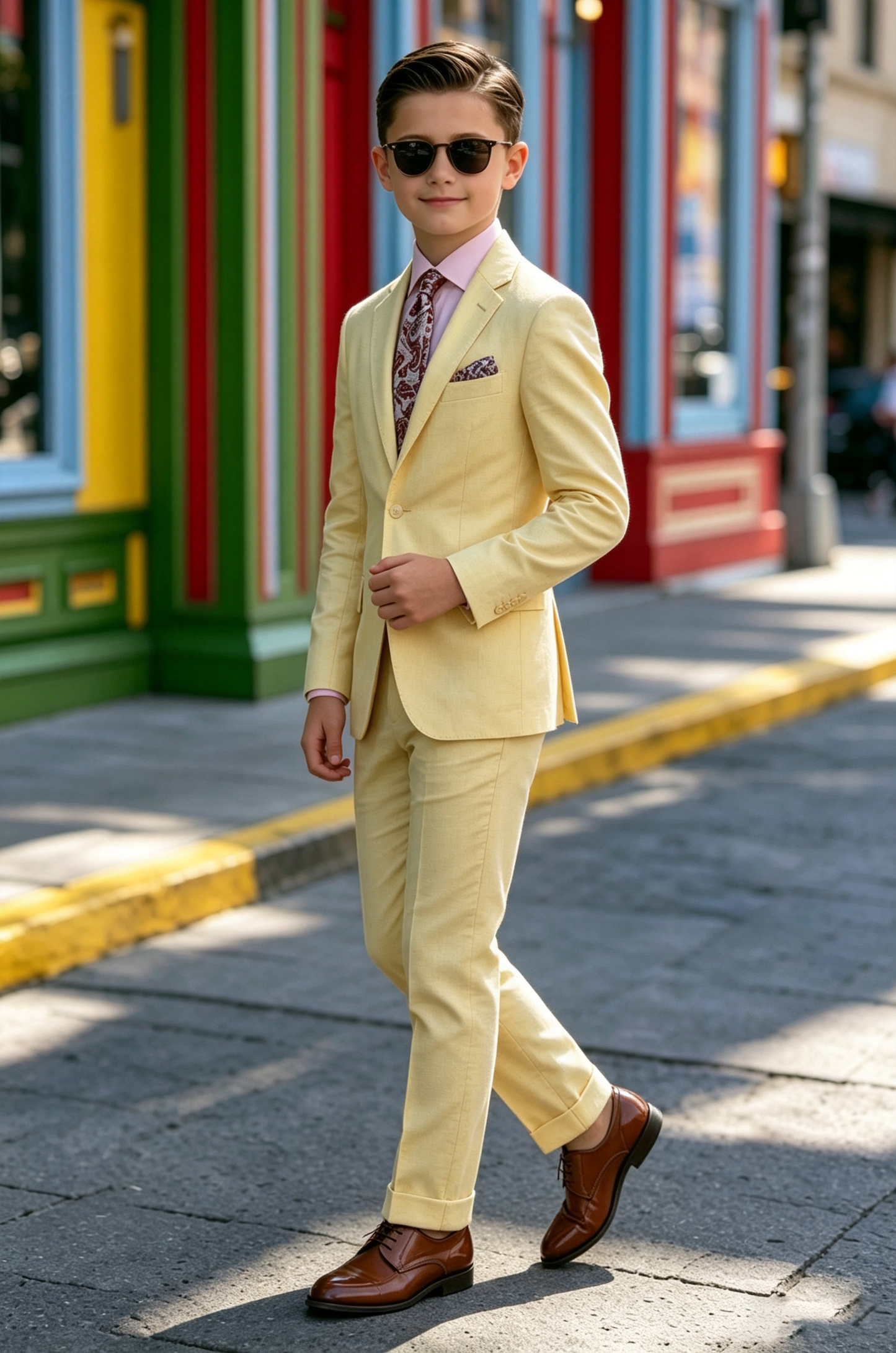 Yellow Cotton Linen-Blend Single Breasted 2-Piece Suit