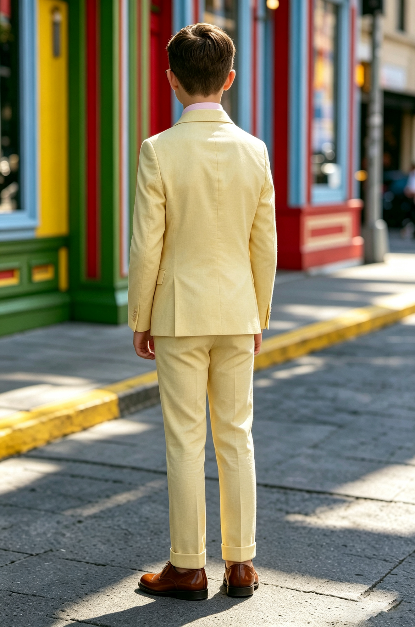 Yellow Cotton Linen-Blend Single Breasted 2-Piece Suit