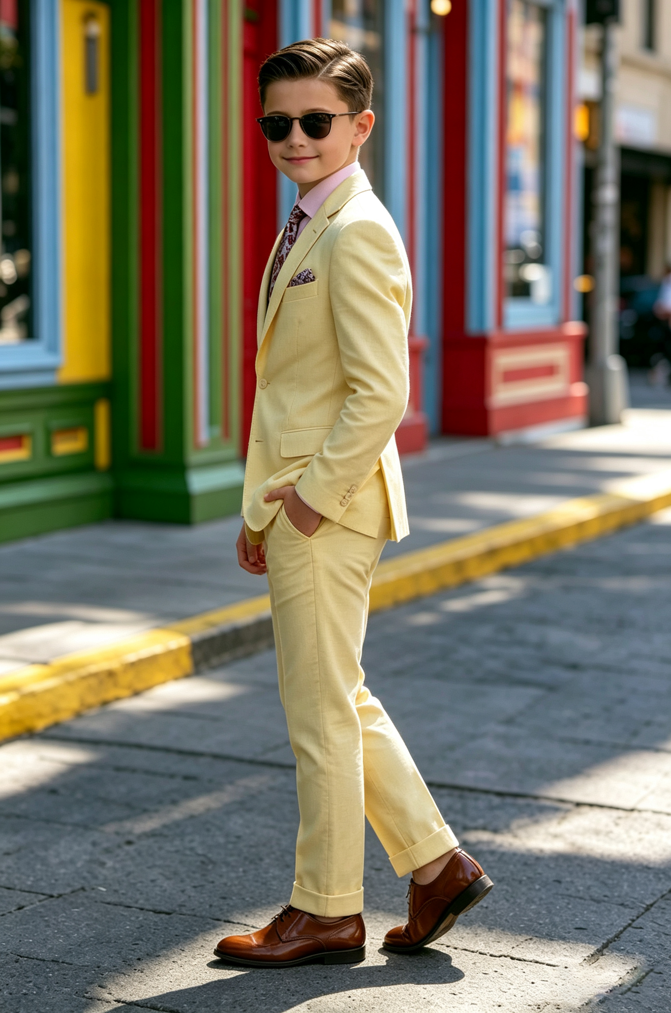 Yellow Cotton Linen-Blend Single Breasted 2-Piece Suit