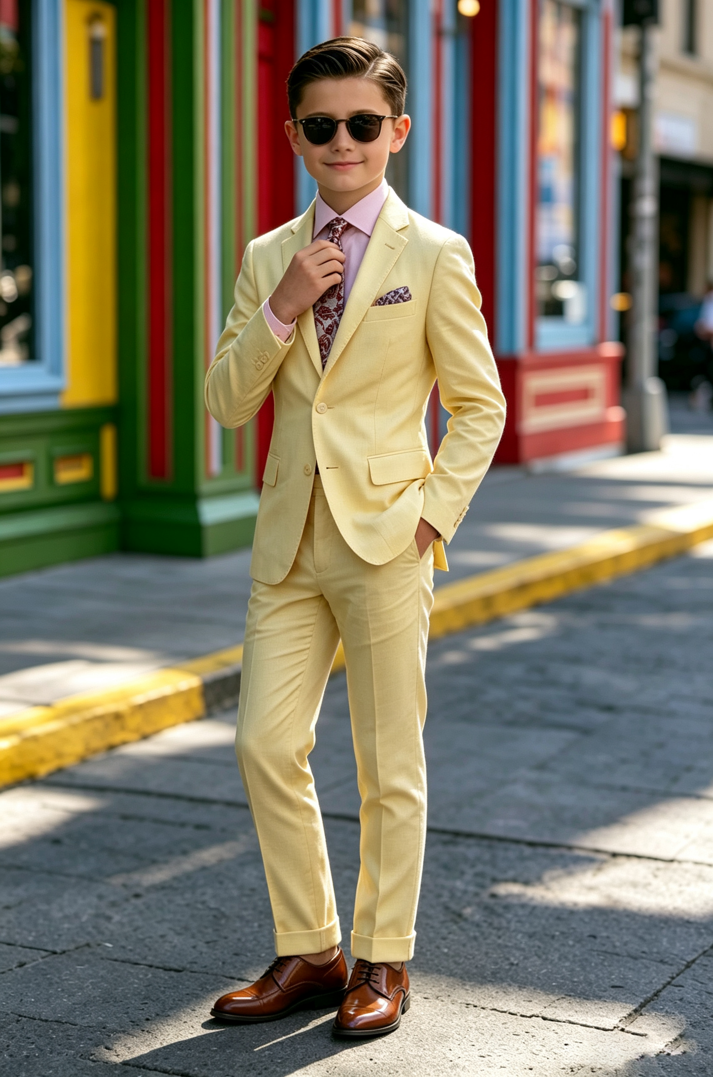 Yellow Cotton Linen-Blend Single Breasted 2-Piece Suit