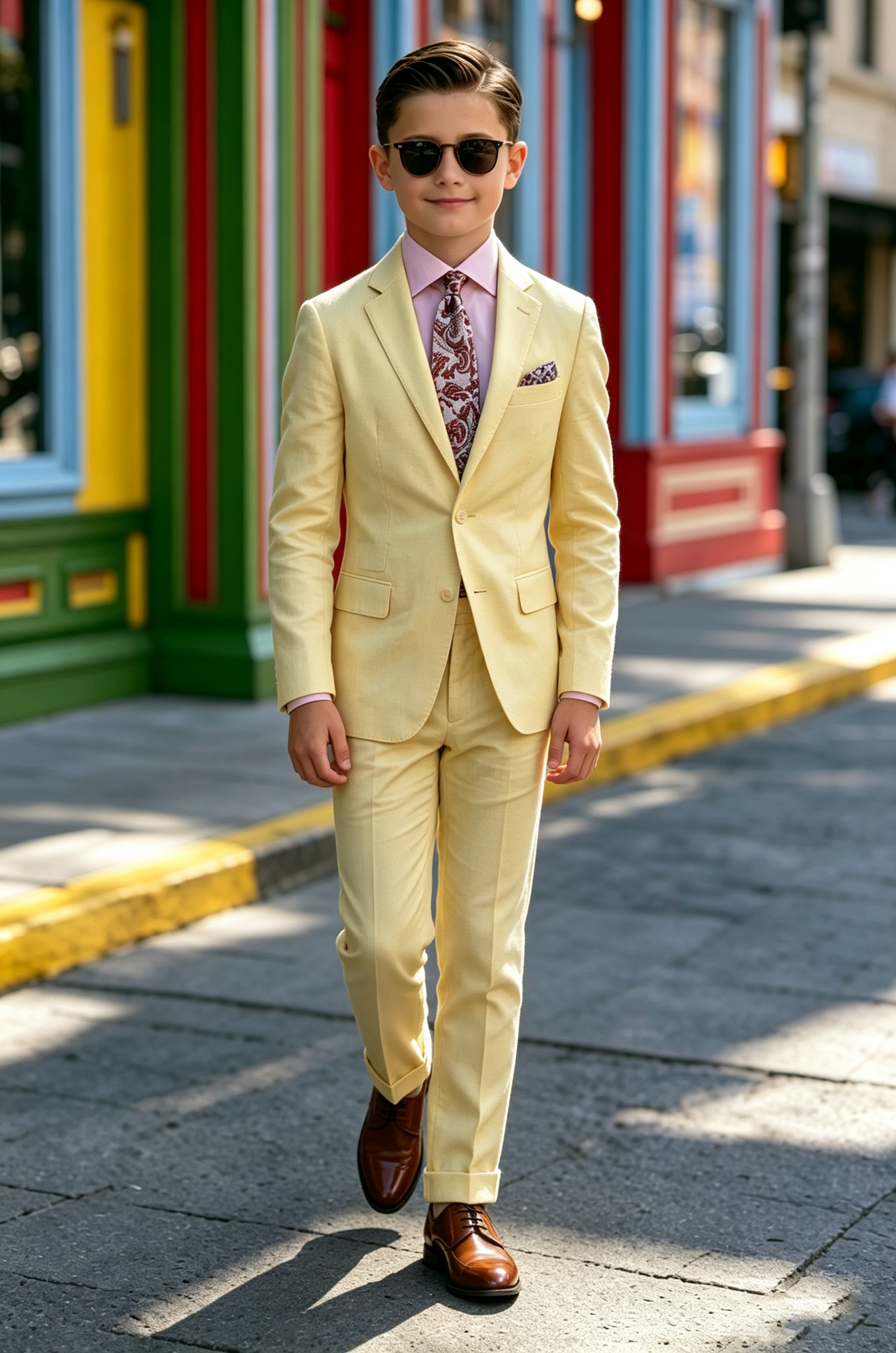 Yellow Cotton Linen-Blend Single Breasted 2-Piece Suit