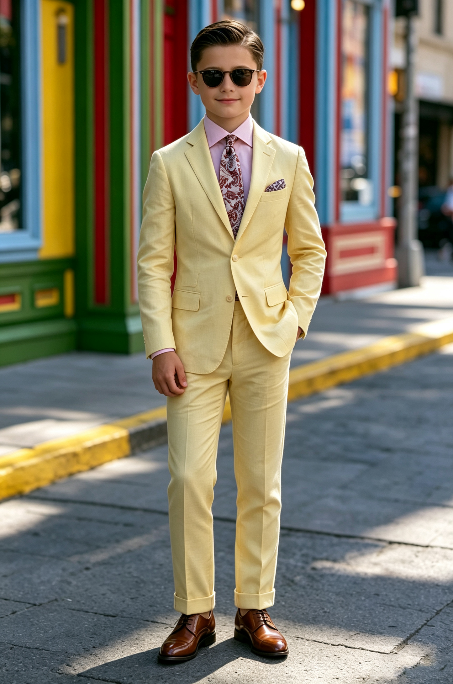 Yellow Cotton Linen-Blend Single Breasted 2-Piece Suit