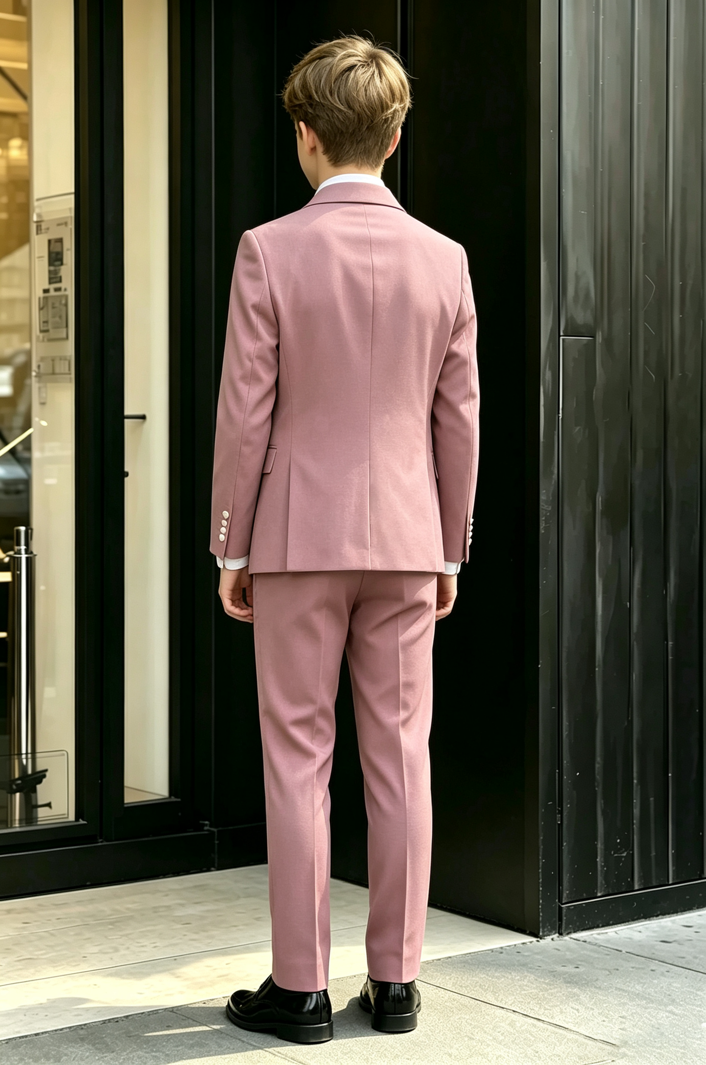 Deep Dusty Pink Cotton Linen-Blend Adjustable Side Waist Tie Buckle 2-Piece Suit