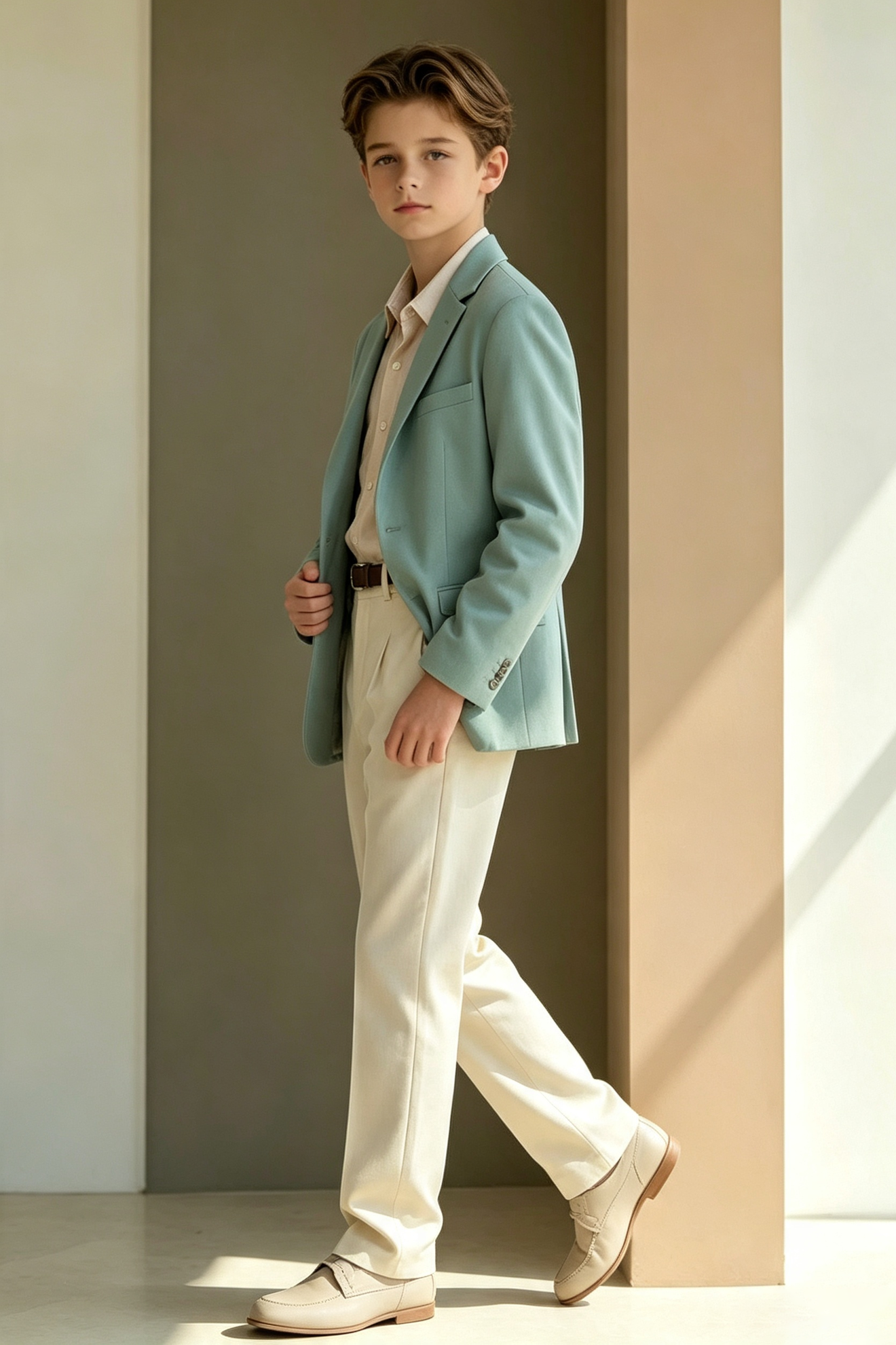 Blue Serge-Blend Single Breasted Wedding Outfit 2-Piece Suit