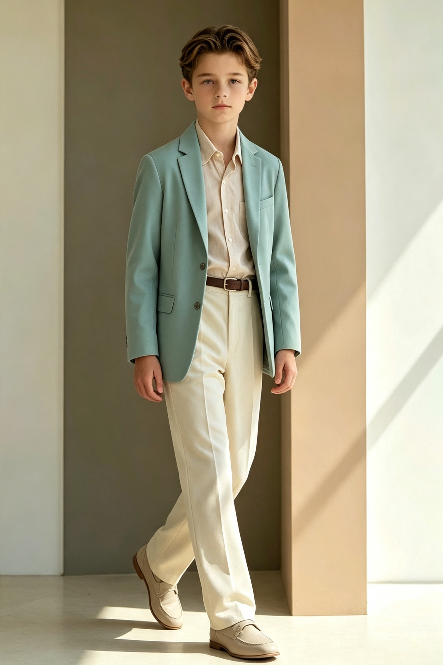 Blue Serge-Blend Single Breasted Wedding Outfit 2-Piece Suit