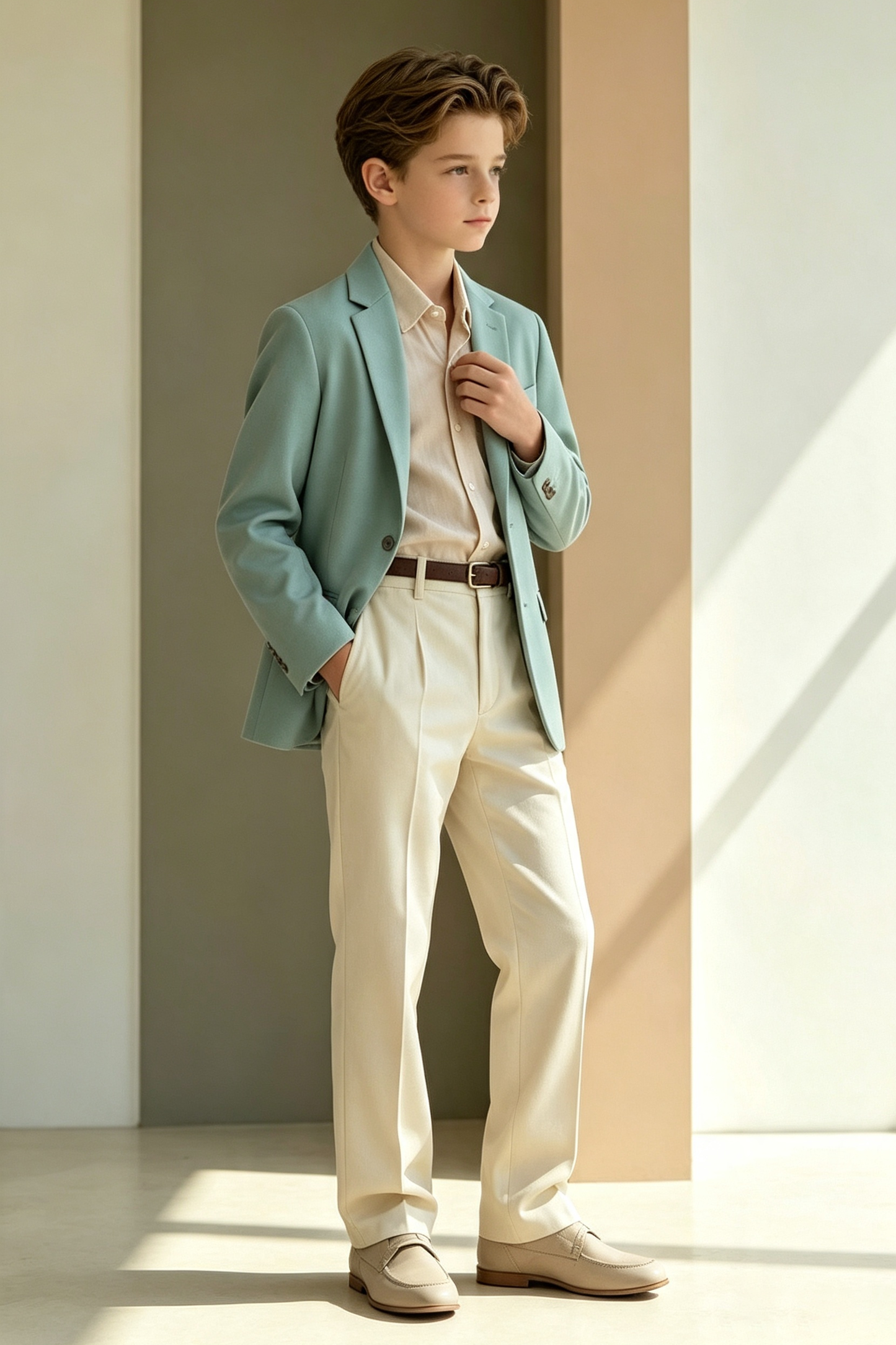 Blue Serge-Blend Single Breasted Wedding Outfit 2-Piece Suit