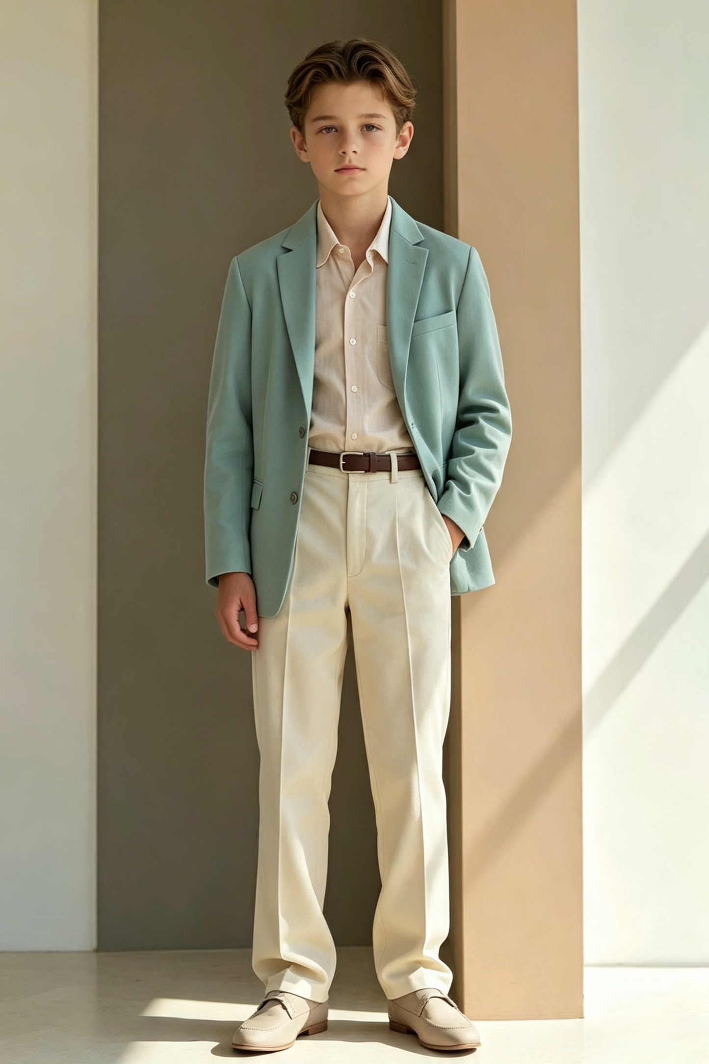 Blue Serge-Blend Single Breasted Wedding Outfit 2-Piece Suit