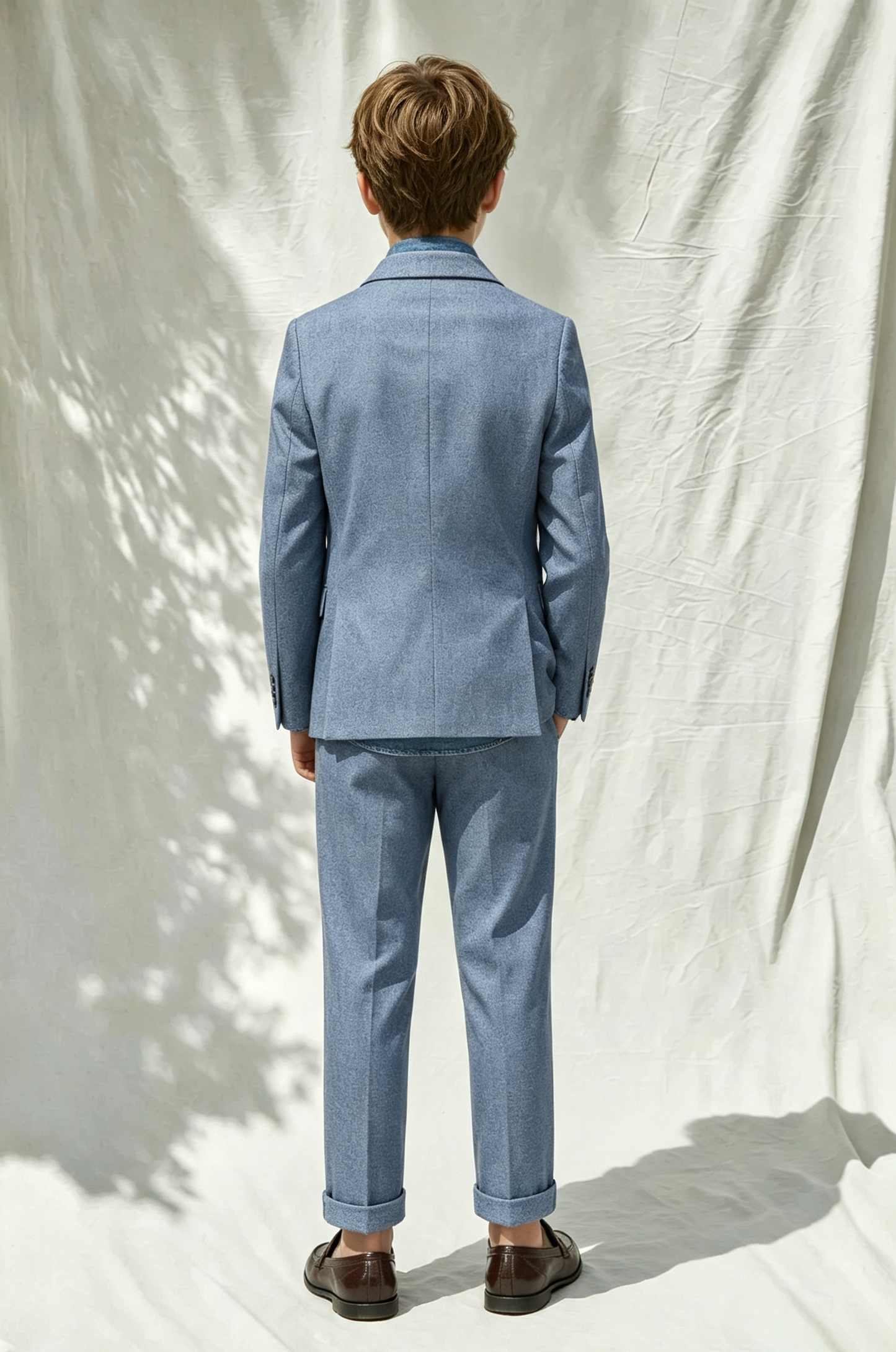 Deep Denim Blue Cotton Linen-Blend Single-Breasted 2-Piece Suit