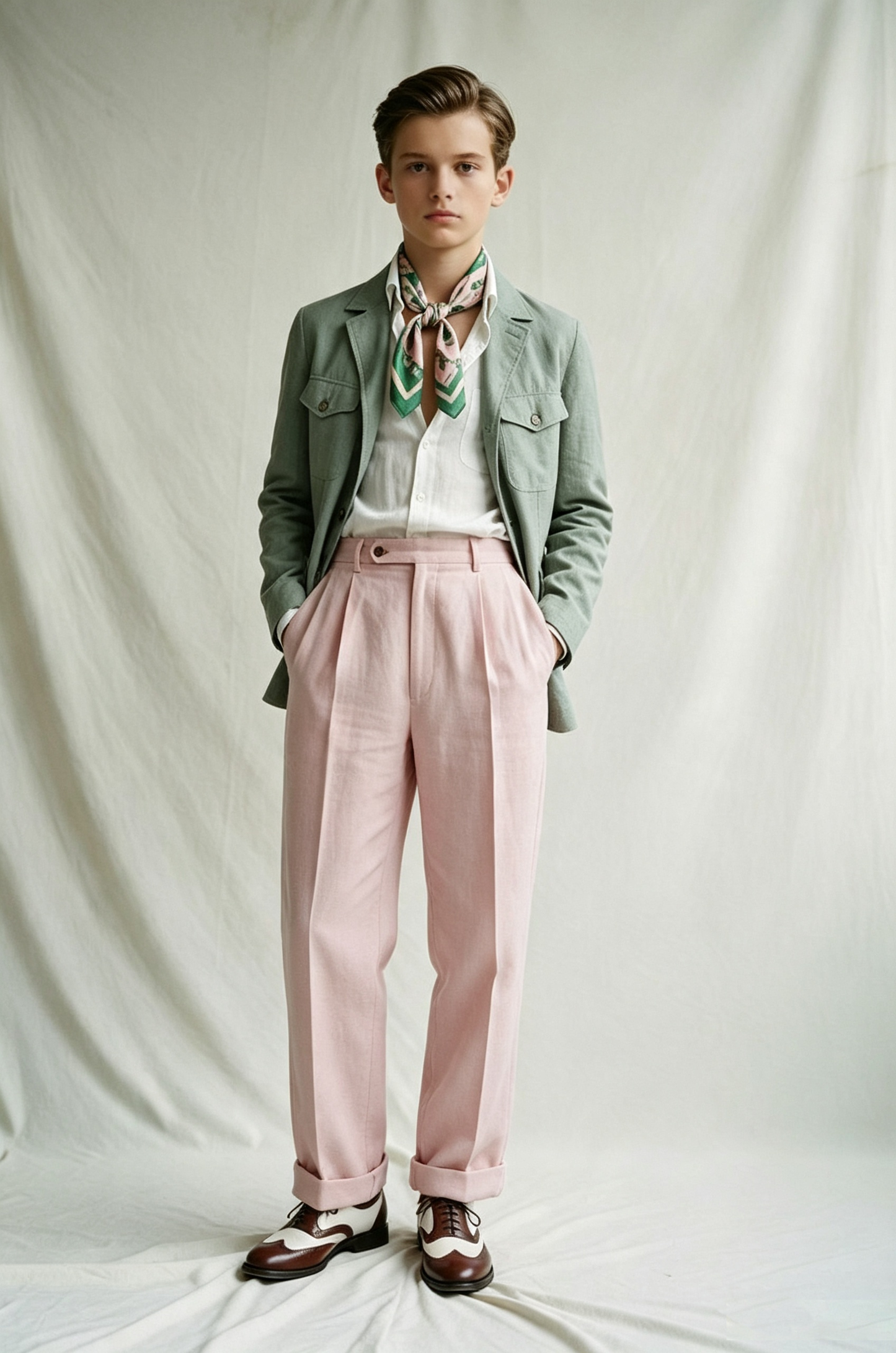Sage Green Cotton Linen-Blend Single-Breasted Casual Formal Outfit 2-Piece Suit