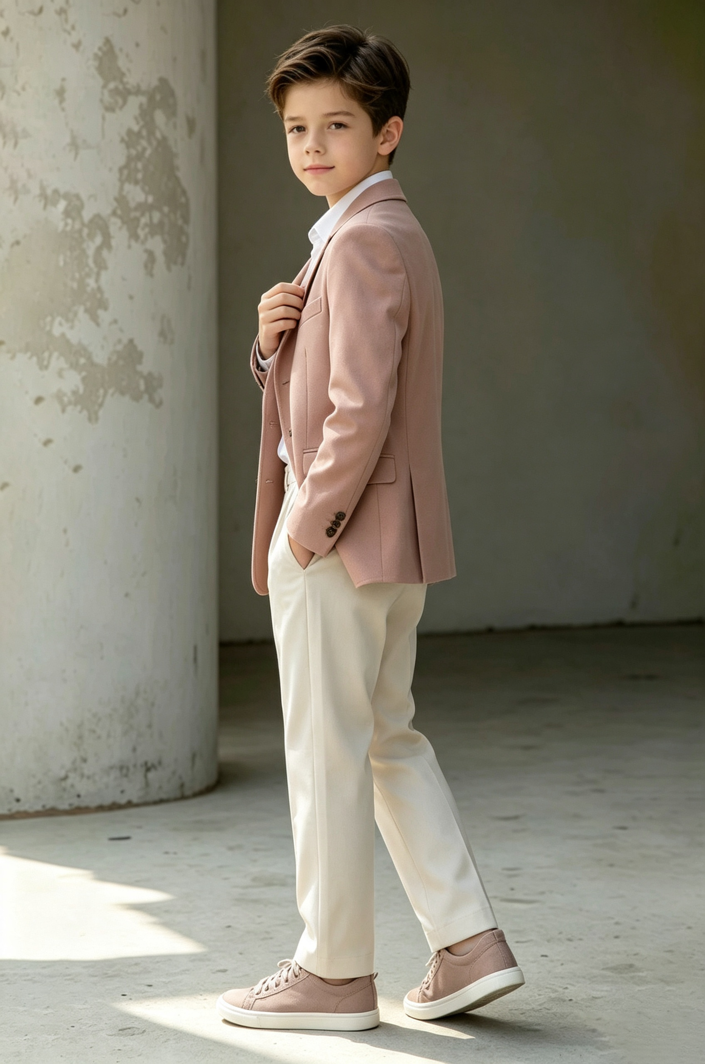 Dusty Pink Double Breasted Serge-Blend 2-Piece Suit