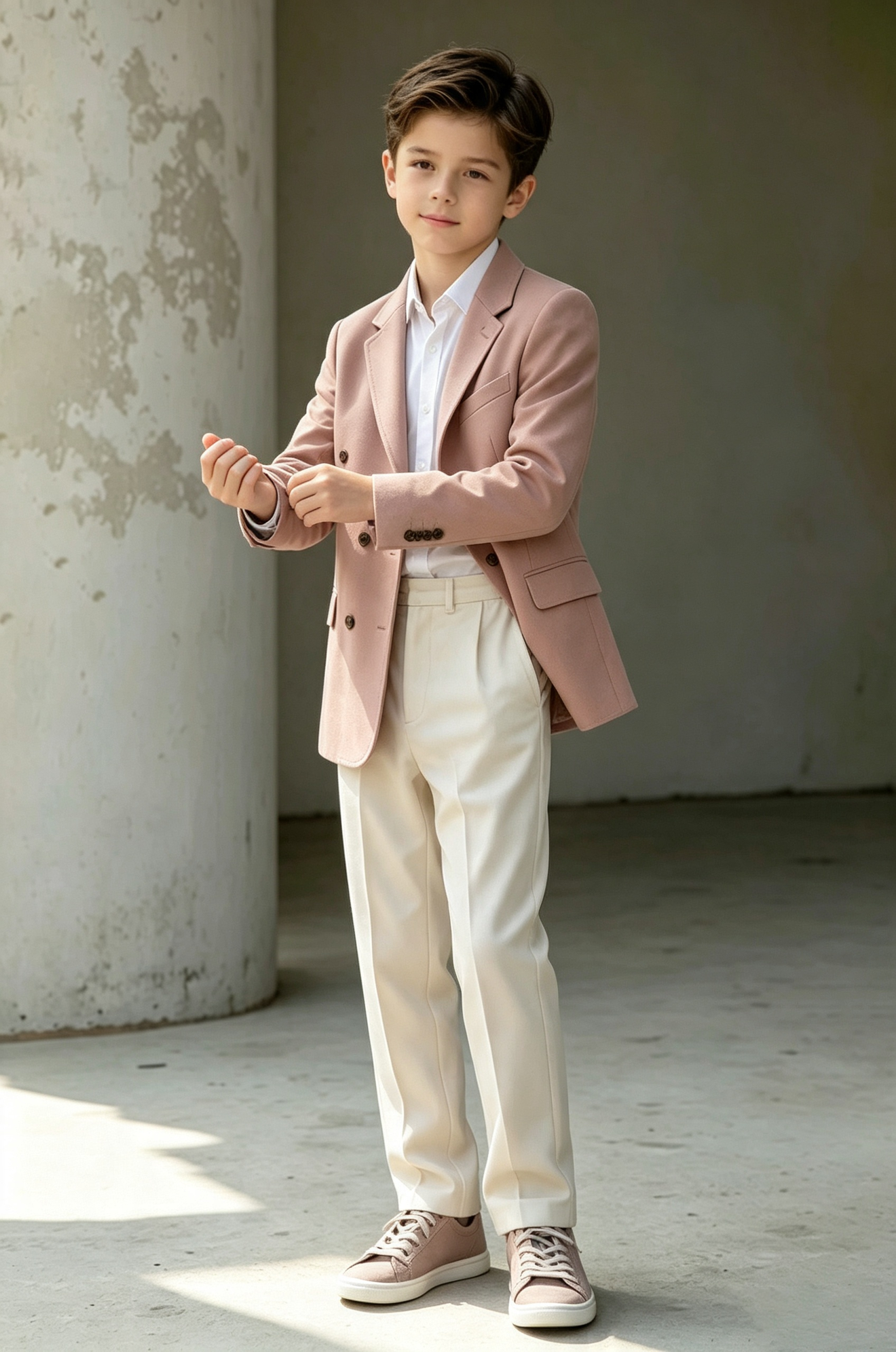 Dusty Pink Double Breasted Serge-Blend 2-Piece Suit