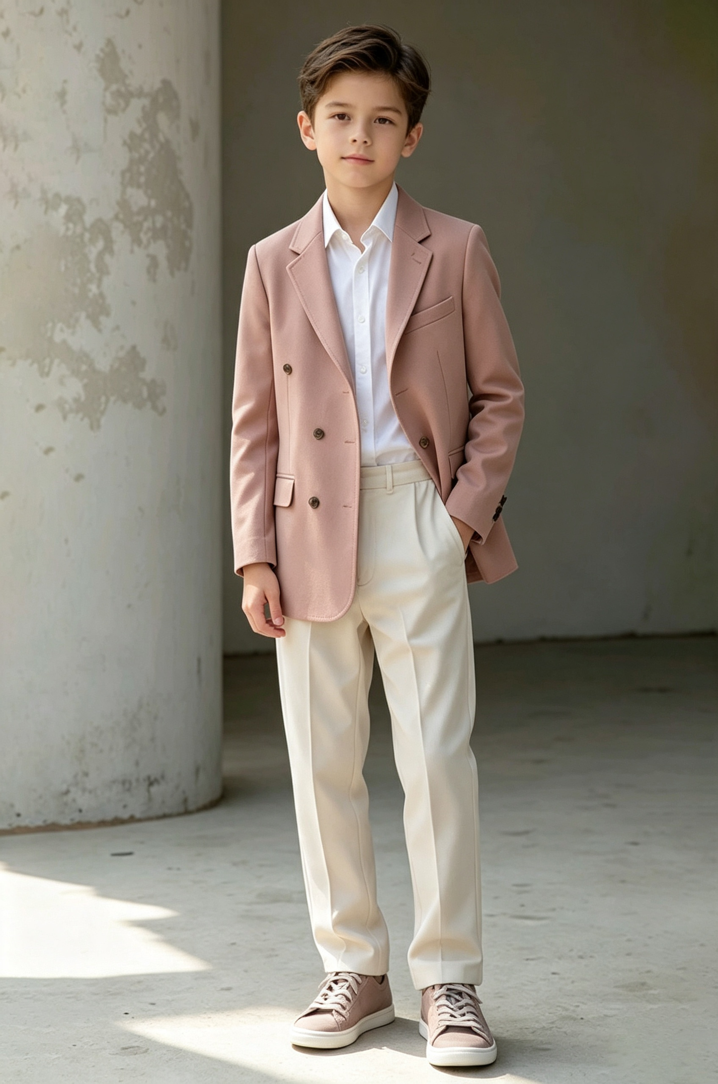 Dusty Pink Double Breasted Serge-Blend 2-Piece Suit