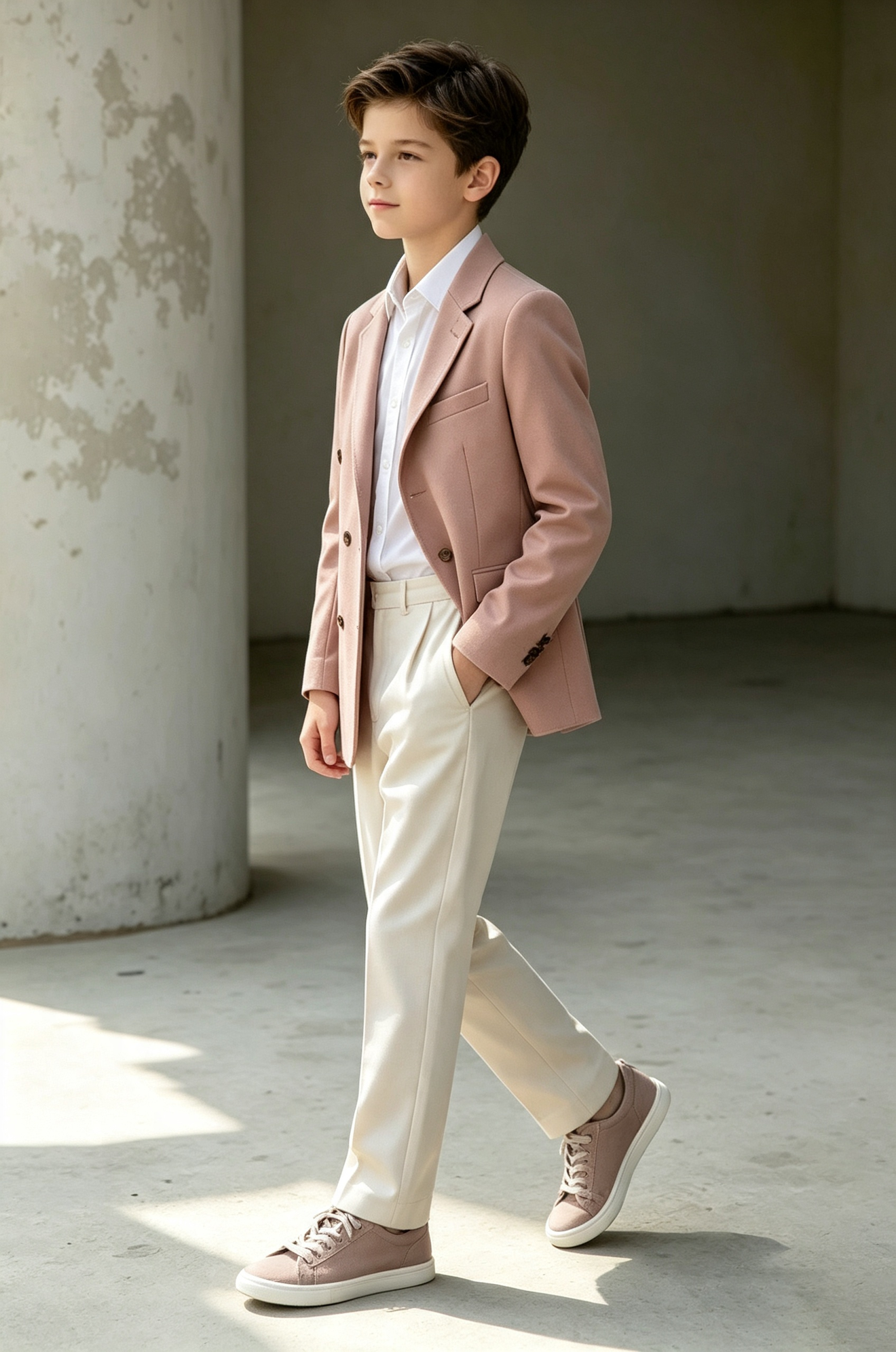 Dusty Pink Double Breasted Serge-Blend 2-Piece Suit