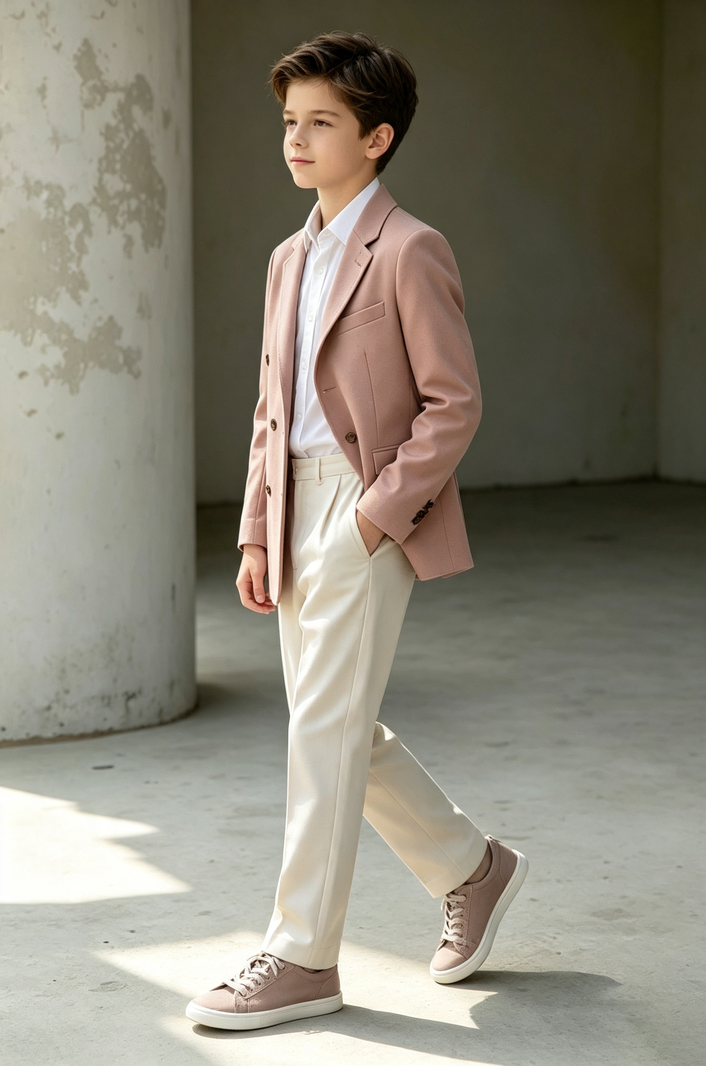 Dusty Pink Double Breasted Serge-Blend 2-Piece Suit