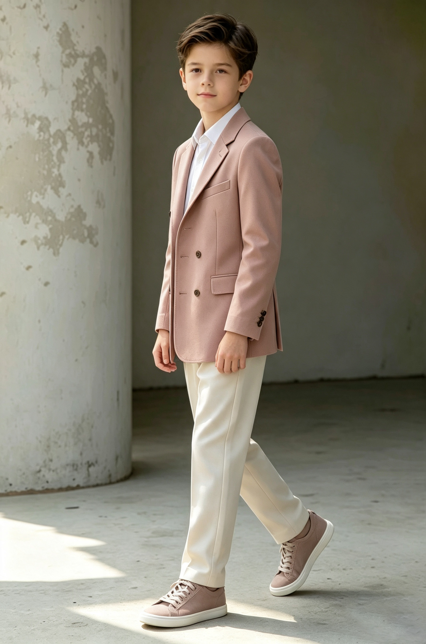 Dusty Pink Double Breasted Serge-Blend 2-Piece Suit