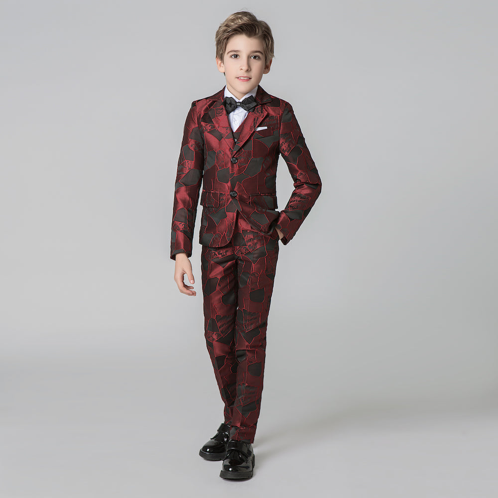 Unique Design Slim Fit Modern 5 Piece Boys Suits