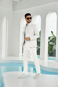 Charger l'image dans la visionneuse de la galerie, Seersucker Striped Blazer Pants 2 Piece Men's Summer Suit
