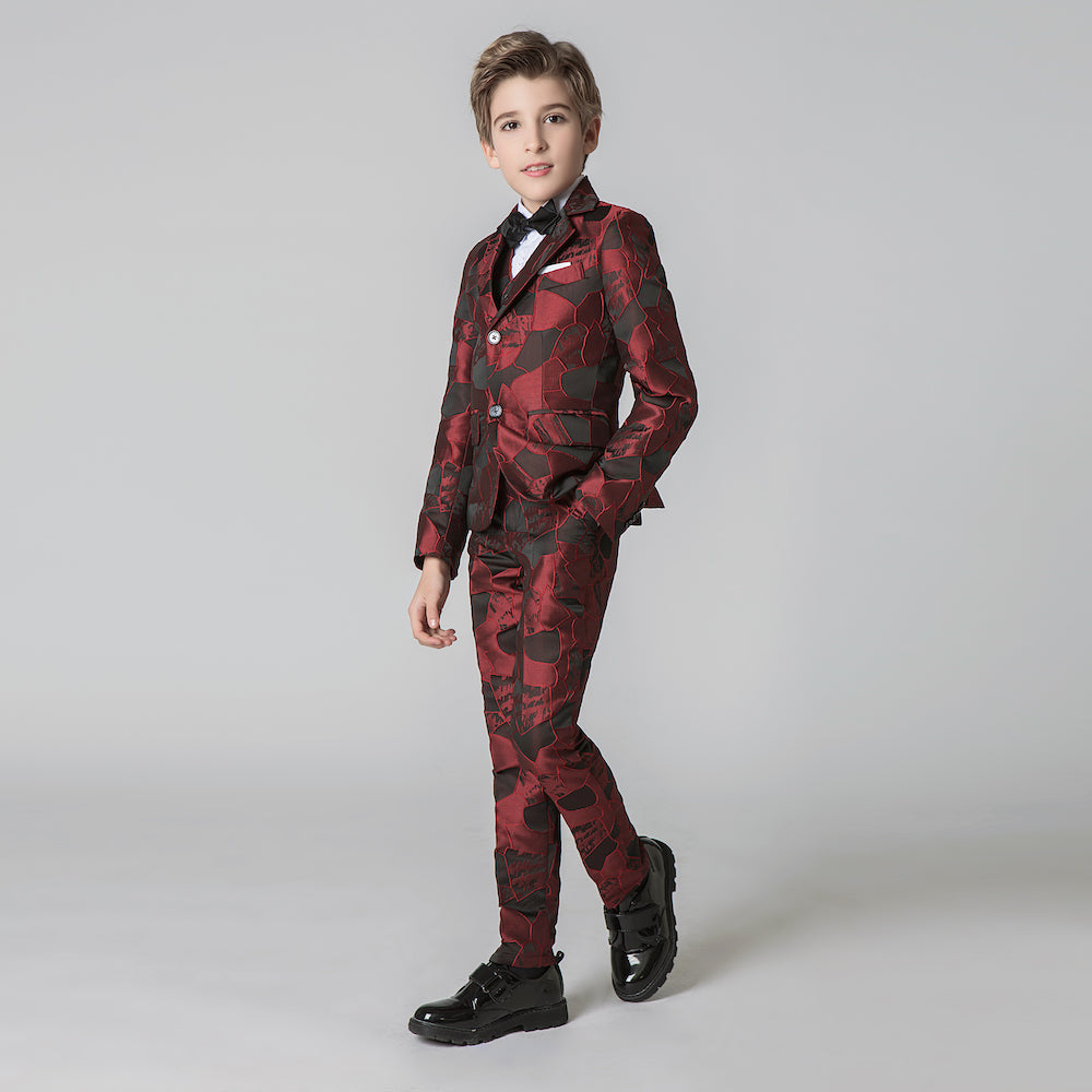 Unique Design Slim Fit Modern 5 Piece Boys Suits