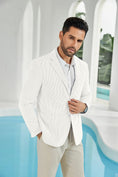 Cargar la imagen en la vista de la galería, Seersucker Striped Men's Summer Blazer
