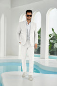 Gallery viewerに画像を読み込む, Seersucker Striped Blazer Pants 2 Piece Men's Summer Suit
