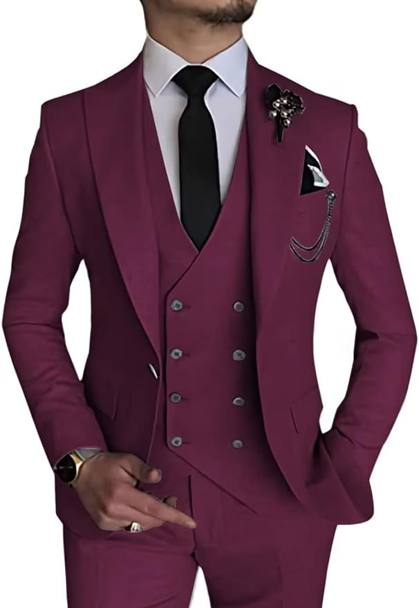 Double Breasted Suit One Button 3 Piece Men's Suit