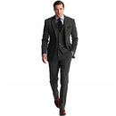 Retro Slim Fit Herringbone Groom Tuxedos 3 Piece Men's Suits