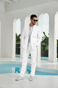 Cargar la imagen en la vista de la galería, Seersucker Double Breasted Blazer Pants 2 Piece Men's Summer Suit
