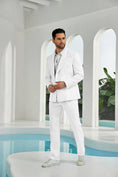 Cargar la imagen en la vista de la galería, Seersucker Double Breasted Blazer Pants 2 Piece Men's Summer Suit
