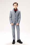 Charger l'image dans la visionneuse de la galerie, Black-and-white Plaid Elegant 5 Piece Boys Suits
