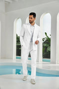 Cargar la imagen en la vista de la galería, Seersucker Double Breasted Blazer Pants 2 Piece Men's Summer Suit
