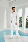 Cargar la imagen en la vista de la galería, Seersucker Striped Blazer Pants 2 Piece Men's Summer Suit
