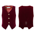 Charger l'image dans la visionneuse de la galerie, Burgundy Velvet 2 Piece Kids Boys' Vest and Pants Dress Suits Set
