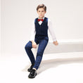 Cargar la imagen en la vista de la galería, Blue Plaid Elegant 5 Piece Boys Suits
