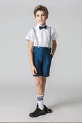 Cargar la imagen en la vista de la galería, Blue 4 Piece Kids Boys' Formal Party Summer Suits Set With Suspenders
