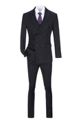 Cargar la imagen en la vista de la galería, Stripe Men's 3 Piece Suits Double Breasted Blazer Vest Pants(MORE COLORS+)
