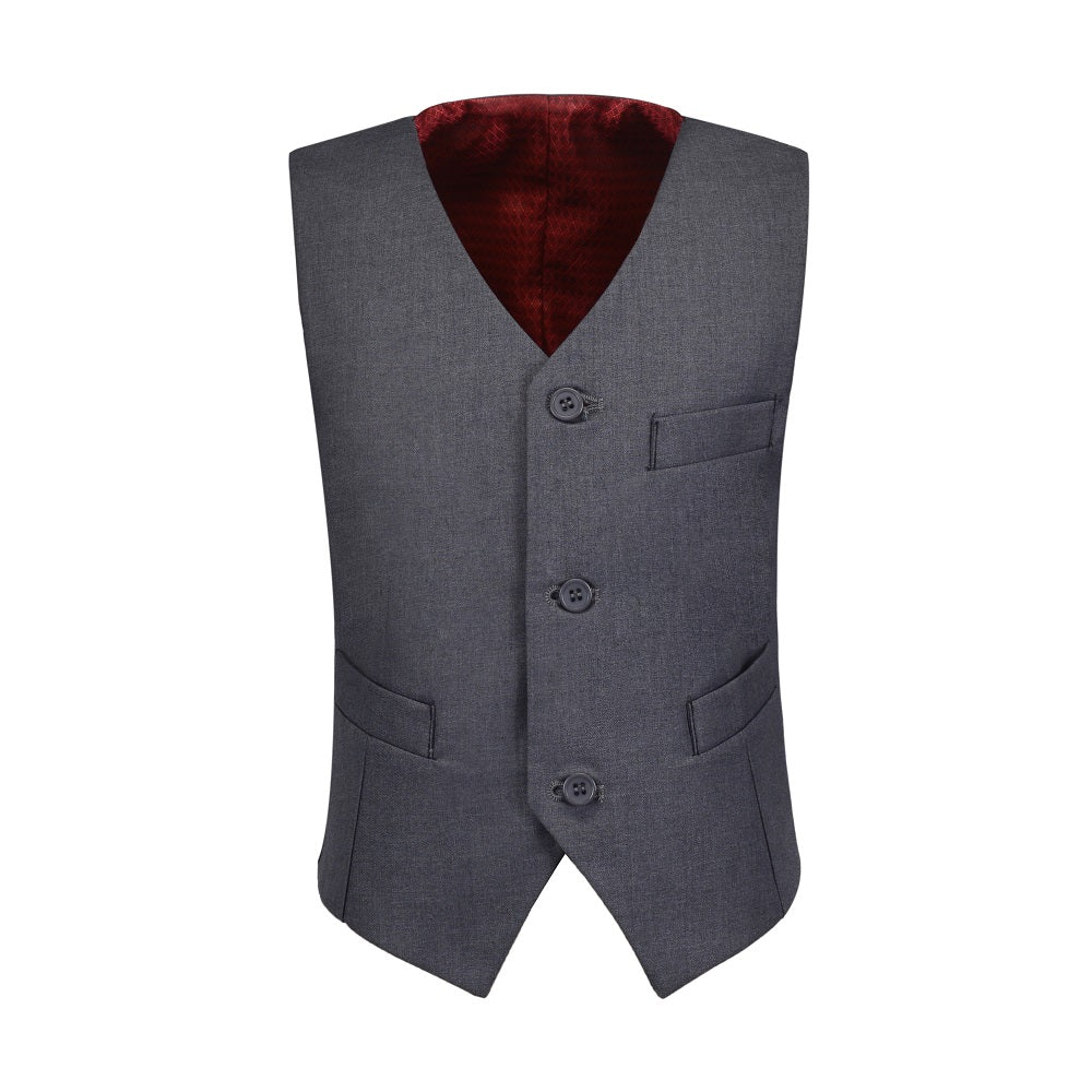 Grey 3 Piece Kids Boys' Formal Fit Blazer Vest and Pants Dress Suits Set