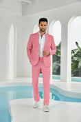 Charger l'image dans la visionneuse de la galerie, Seersucker Striped Blazer Pants 2 Piece Men's Summer Suit
